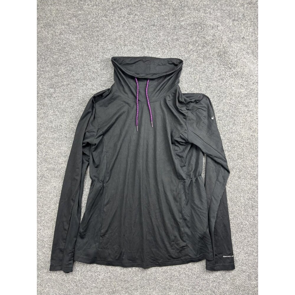 Columbia Shirt Womens Large Black Omni-Wick Cowl Neck Long Sleeve Top Athletic